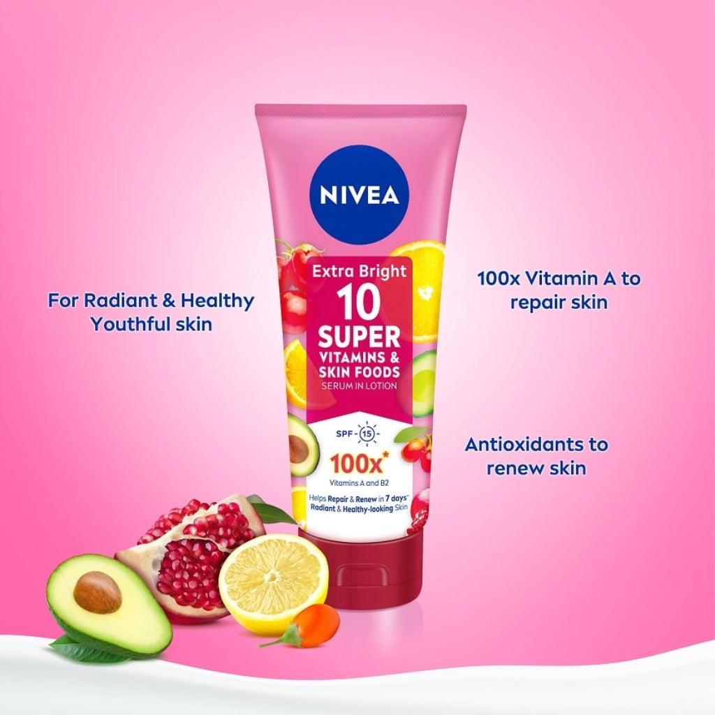 NIVEA Extra Bright 10 Super Vitamins & Skin Foods Serum in Lotion